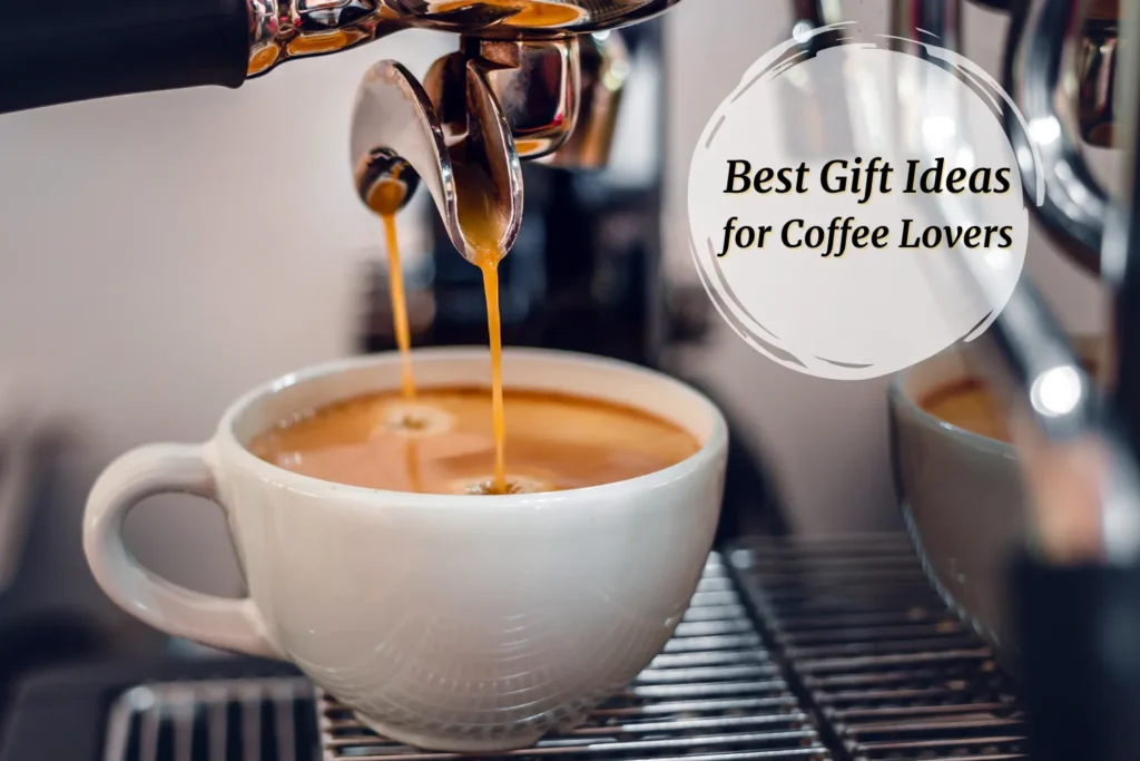 coffee gift ideas – close-up espresso shot pouring into ceramic cup