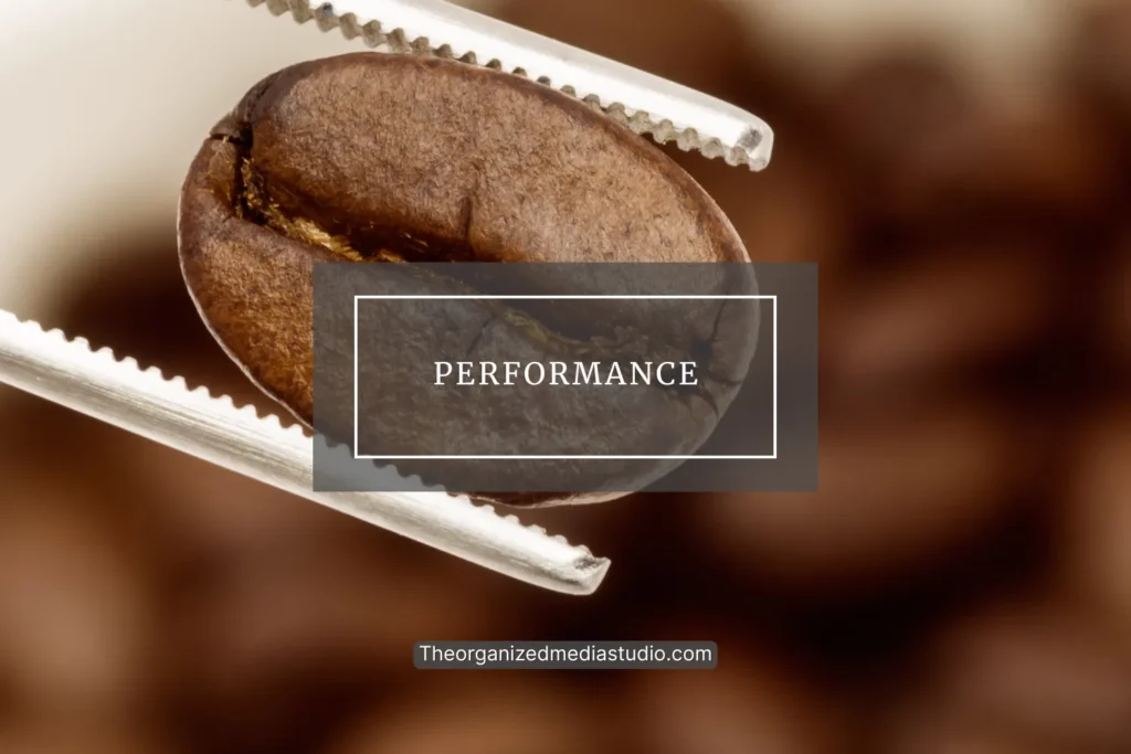 Close-up of roasted coffee bean held in calipers showing the Breville Luxe Brewer performance and precision brewing from The Organized Media Studio Breville Luxe Brewer Review 2025