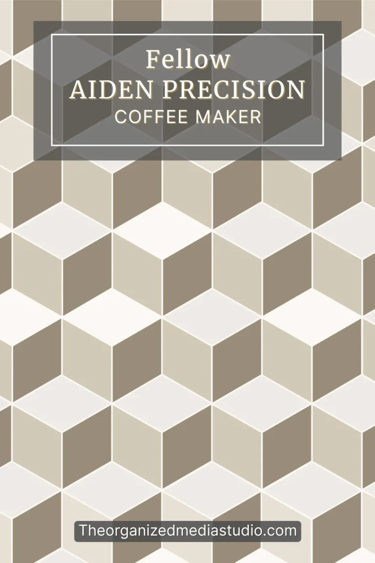 Sepia-toned geometric cube tessellation with overlay text for Fellow Aiden Precision Coffee Maker