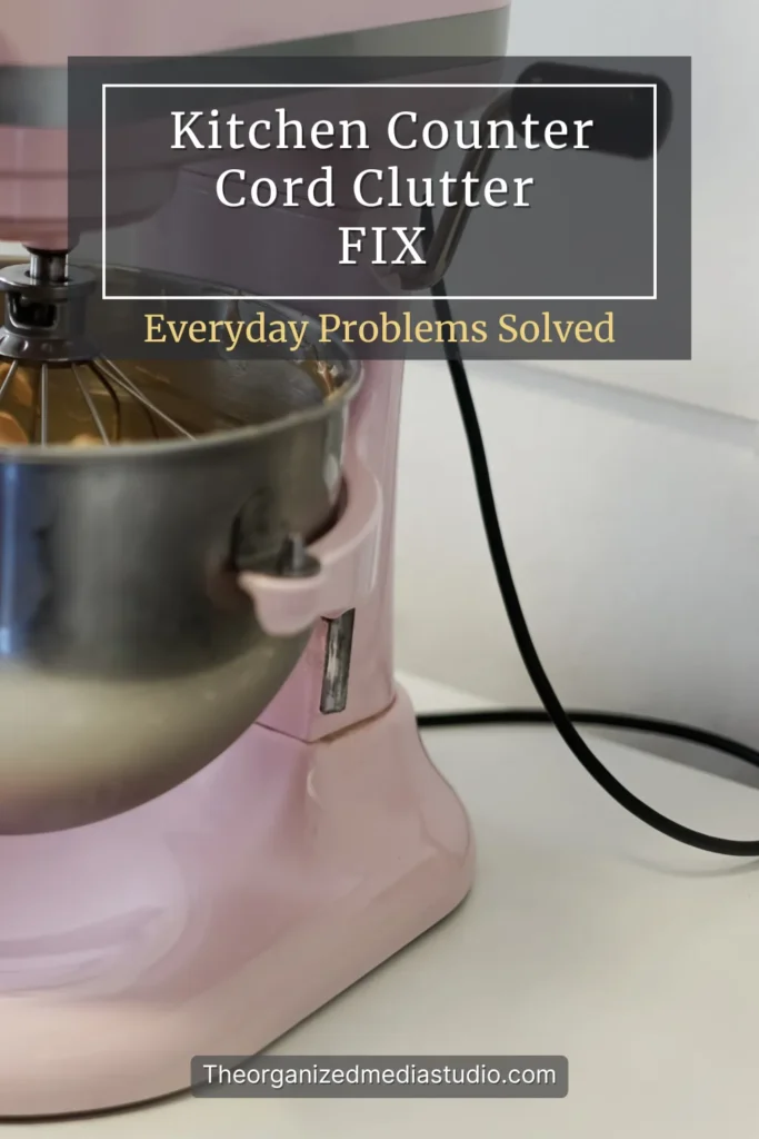 Kitchen counter cord organizer pin showing a mixer and visible appliance cord