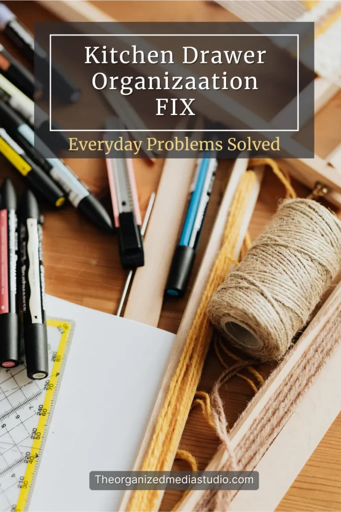 items haphazardly strewn in a drawer in need of a kitchen drawer organization fix