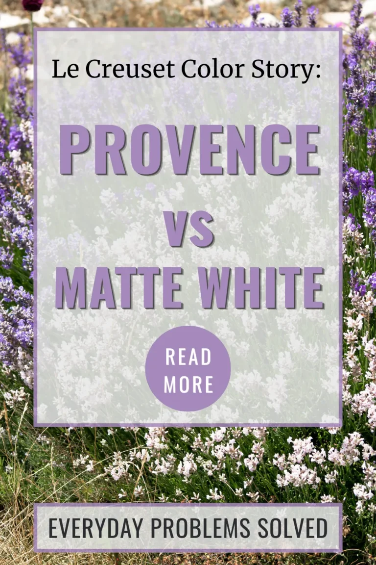 Le Creuset Provence vs Matte White color story featuring a lavender field inspired by the Provence collection